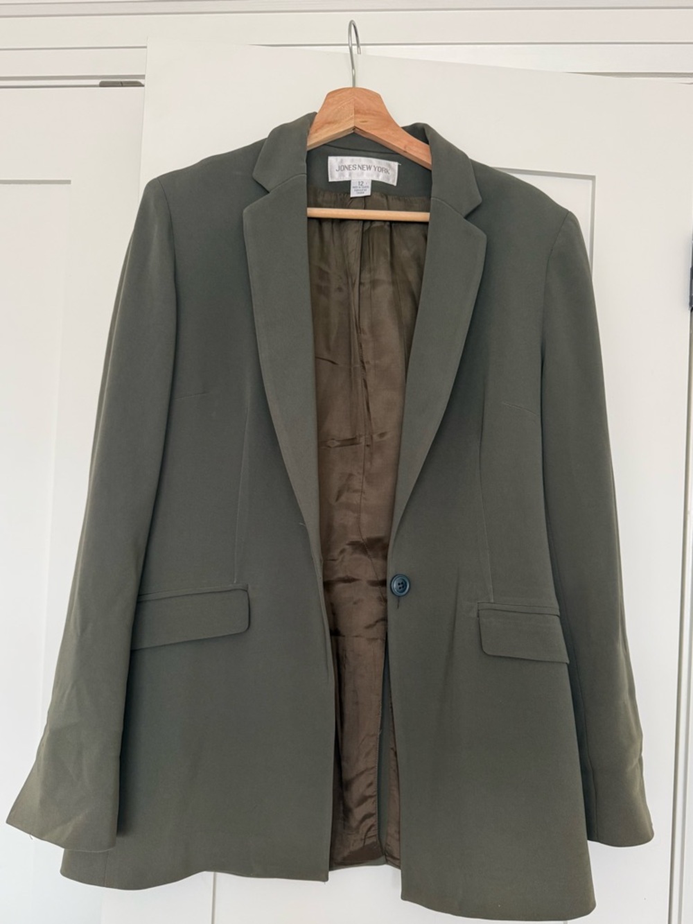 Vintage Jones New York Olive Green Blazer - Size 12 L Made in Canada